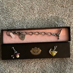 Juicy Couture Silver Charm Bracelet with Colorful Charms